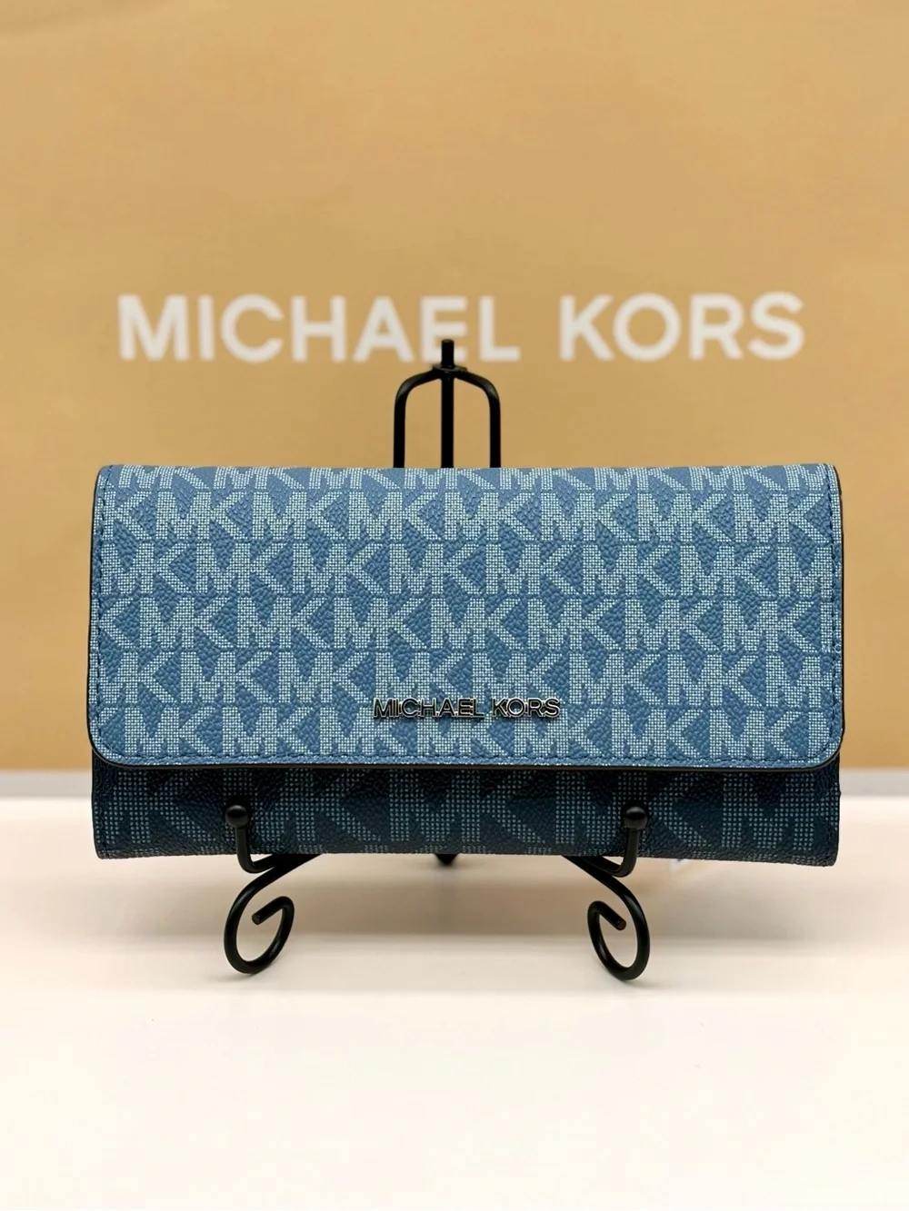 Michael Kors Jet Set Travel Trifold Wallet Denim Multi